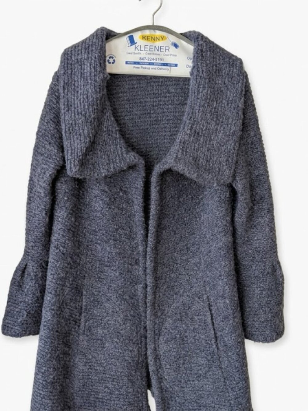 Heteroclite M Alpaca Mohair Chunky Knit Sweater Coat Cardigan Bell Sleeve Navy